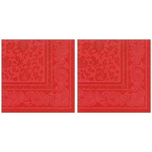50 Premium Servietten "ROYAL Collection" 1/4-Falz 40 cm x 40 cm rot "Ornaments" hochwertig (Packung mit 2) von PAPSTAR