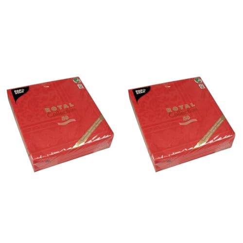 50 Premium Servietten "ROYAL Collection" 1/4-Falz 40 cm x 40 cm rot "Ornaments" hochwertig (Packung mit 2) von PAPSTAR