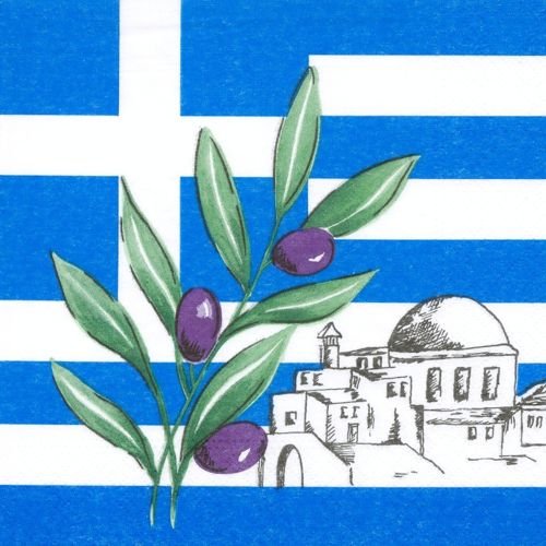 50 Servietten Griechenland mit Motiv 3lg.33x33cm von PAPSTAR
