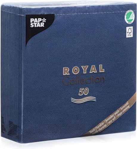 50 Servietten ROYAL Collection 1/4 Falz 40 cm x 40 cm (Dunkelblau) von PAPSTAR