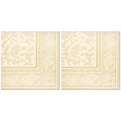 50 Servietten "ROYAL Collection" 1/4-Falz 40 cm x 40 cm champagner "Ornaments" 11681 (Packung mit 2) von PAPSTAR