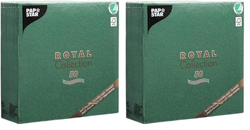 50 Servietten "ROYAL Collection" 1/4-Falz 40 cm x 40 cm dunkelgrün (Packung mit 2) von PAPSTAR