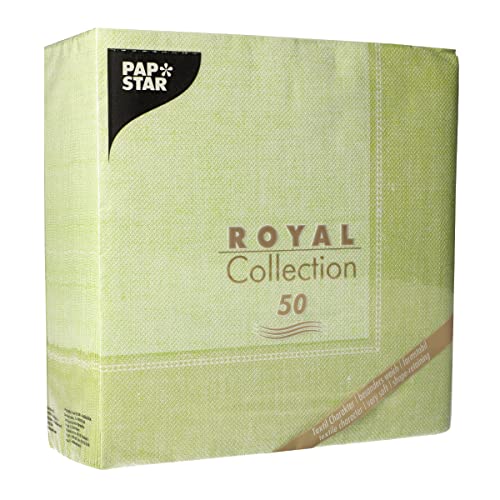 50 Servietten "ROYAL Collection" 1/4-Falz 40 cm x 40 cm hellgrün "Linum" von PAPSTAR