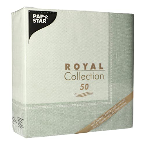 50 Servietten "ROYAL Collection" 1/4-Falz 40 cm x 40 cm jadegrün "Linum" von PAPSTAR