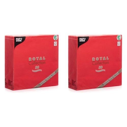 50 Servietten "ROYAL Collection" 1/4-Falz 40 cm x 40 cm rot (Packung mit 2) von PAPSTAR