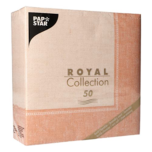 50 Servietten "ROYAL Collection" 1/4-Falz 40 cm x 40 cm terracotta "Linum" von PAPSTAR