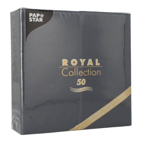 50 Servietten ROYAL Collection 1/8-Falz 40 cm x 40 cm schwarz von PAPSTAR