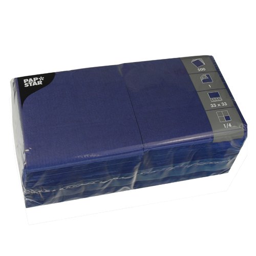 5000 Servietten, blau 1-lagig 1/4-Falz 33 x 33 cm 5000 Servietten, blau 1-lagig 1/4-Falz 33 x 33 cm von PAPSTAR