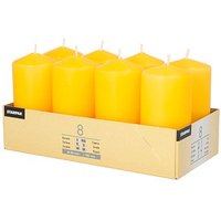 8 STARPAK Stumpenkerzen goldgelb von STARPAK