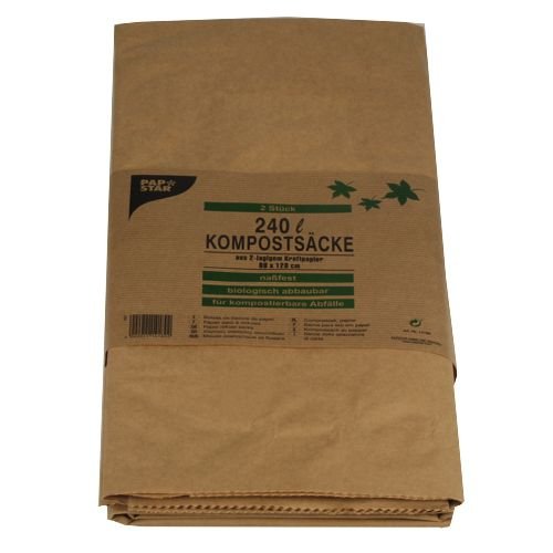 Kompostsäcke, 2-lagiges Kraftpapier 240 l 115 cm x 80 cm x 30 cm braun von PAPSTAR