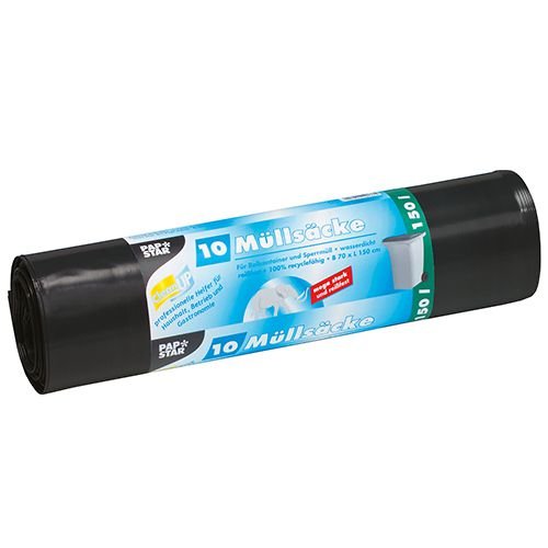 Müllsäcke, 12328, LDPE 150 l, 150 cm x 70 cm, schwarz, extra stark, 10 Stück auf der Rolle von PAPSTAR