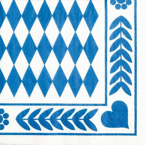 Papstar 1 Karton = 15x20 Servietten, 3-lagig 1/4-Falz 33 cm x 33 cm "Bayrisch Blau" 12901 von PAPSTAR