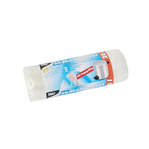 PAPSTAR 1 Karton = 20x20 Müllbeutel mit Tragegriffen, HDPE 20 l 48 cm x 47 cm transparent 12075 von PAPSTAR