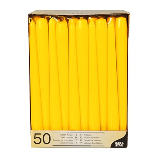PAPSTAR 1 Karton = 2x50 Leuchterkerzen Ø 2,2 cm · 25 cm gelb 17970 von PAPSTAR