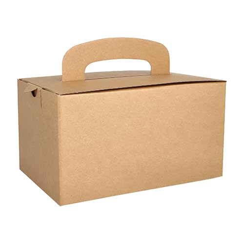 PAPSTAR 100 Lunch-Boxen, Pappe pure eckig 12,5 cm x 15,5 cm x 22,5 cm braun mit Tragegriff (88980, 5x20 Stück) von PAPSTAR