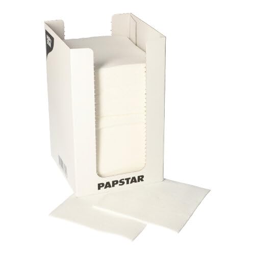 PAPSTAR 100 Servietten, 2-lagig "PUNTO" 1/4-Falz 20 cm x 20 cm weiss mikrogeprägt, in Spenderbox (87361, 100 Stück) von PAPSTAR