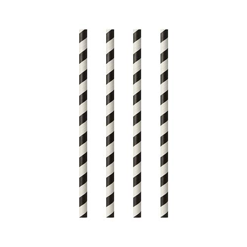 PAPSTAR 1000 Trinkhalme, Papier Pure Ø 6 mm · 24 cm schwarz/Weiss Stripes von PAPSTAR