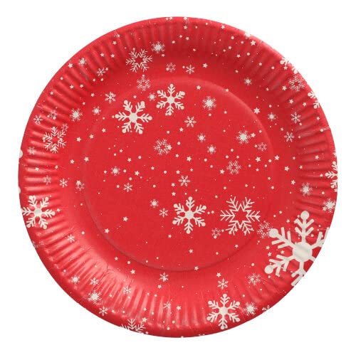 PAPSTAR 1100 Pappteller rund Ø 23 cm 'Winter Time' Weihnachtsteller Weihnachten rot Sterne von PAPSTAR