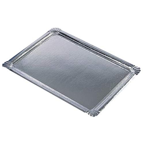 PAPSTAR 11331 10 Servierplatten PE-beschichtet eckig, 34 x 45.5 cm, Silber von PAPSTAR