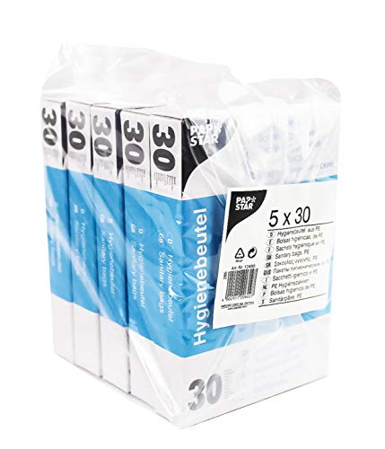 PAPSTAR 12490 Hygienebeutel, 28.5 x 8 x 7 cm im Spenderkarton, weiß (50 Packungen á 30 Beutel) von PAPSTAR