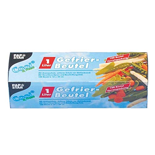 PAPSTAR 14157 Gefrierbeutel 1 Liter, 160 x 240 mm, transparent, 100 Stück von PAPSTAR