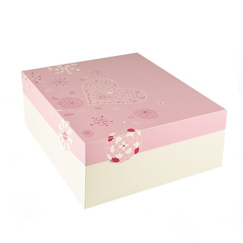 PAPSTAR 15 Tortenkartons, mit Deckel, Pappe eckig 30 cm x 30 cm x 13 cm Weiss/rosa Lovely Flowers, Sie erhalten 15 Stück von PAPSTAR