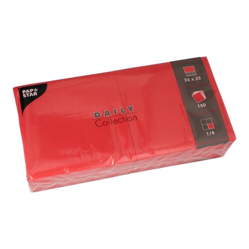 PAPSTAR 150 Servietten 'Daily Collection' 1/4-Falz 32 cm x 32 cm rot PAPSTAR 150 Servietten 'Daily Collection' 1/4-Falz 32 cm x 32 cm rot von PAPSTAR