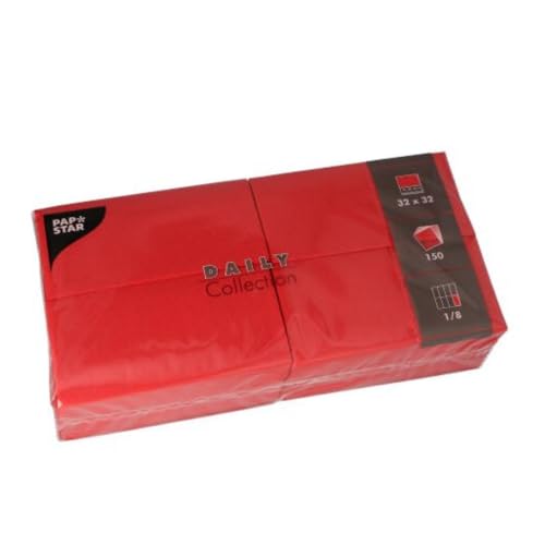 PAPSTAR 150 Servietten 'Daily Collection' 1/8-Falz 32 cm x 32 cm rot von PAPSTAR