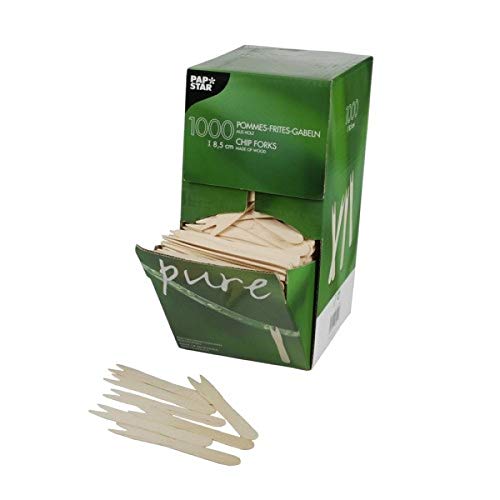 PAPSTAR 18201 Pommes-Frites-Gabeln, Holz Pure, 8.5 cm, 5000 Stück von PAPSTAR