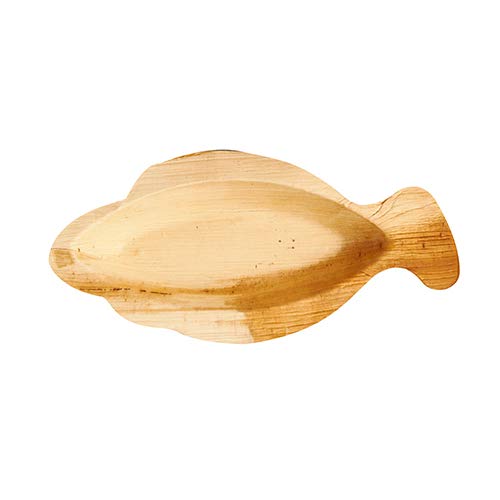 PAPSTAR 25 Teller, Palmblatt Pure 24 cm x 11 cm x 2,5 cm Fisch von PAPSTAR