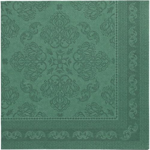 PAPSTAR 250 Servietten "ROYAL Collection" 1/4-Falz 40 cm x 40 cm dunkelgrün "Arabesque" (89276, 5x50 Stück) von PAPSTAR