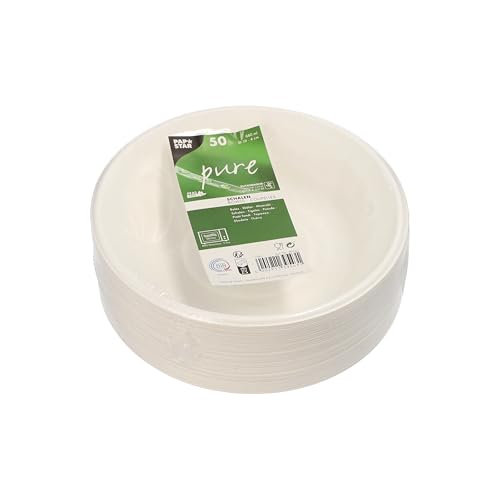 50 Schalen, Zuckerrohr "pure" 680 ml Ø 19 cm · 4 cm weiss von PAPSTAR