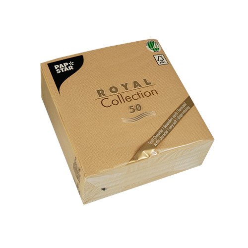50 Servietten "ROYAL Collection" 1/4-Falz 33 cm x 33 cm sand 82234 Papstar Premium stoffähnlich hochwertig Qualität stabil gute Faltbarkeit von PAPSTAR