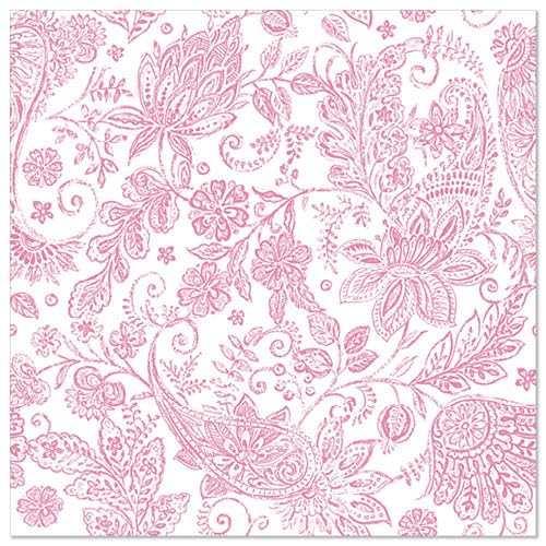 PAPSTAR 50 Servietten "ROYAL Collection" 1/4-Falz 40 cm x 40 cm fuchsia "Paisley" (88748, 50 Stück) von PAPSTAR