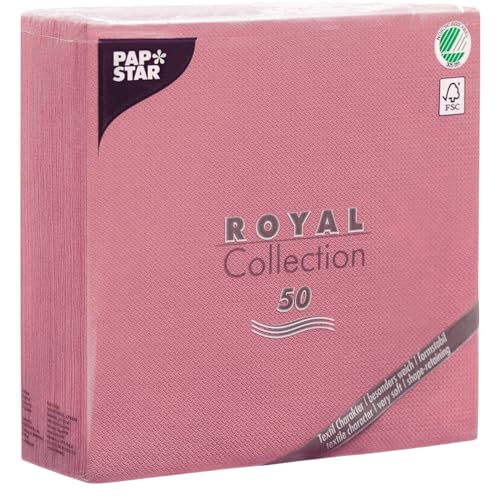 50 Servietten "ROYAL Collection" 1/4-Falz 40 cm x 40 cm rosa von PAPSTAR