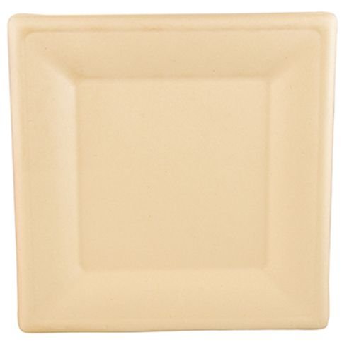 PAPSTAR 50 Teller, Zuckerrohr Pure eckig 26 cm x 26 cm Natur 86291 Zuckerrohrteller Einwegteller Einweggeschirr hochwertig von PAPSTAR