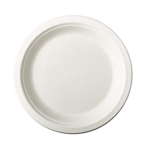 PAPSTAR 50 Teller, Zuckerrohr Pure ungeteilt Ø 18 cm · 2 cm Weiss, Sie erhalten 50 Stück von PAPSTAR