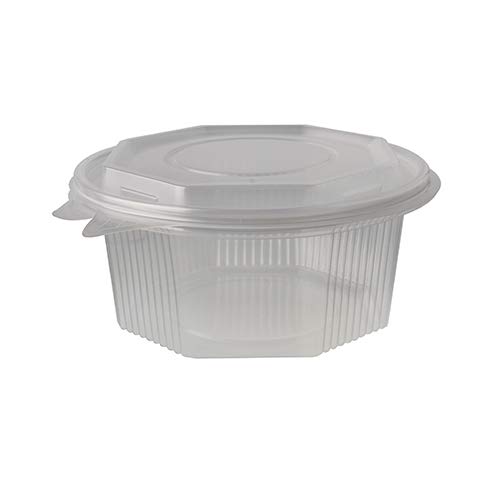 PAPSTAR 500 Verpackungsbecher mit Klappdeckeln, PP 8-eckig 750 ml 6,1 cm x 13 cm x 13 cm transparent von PAPSTAR