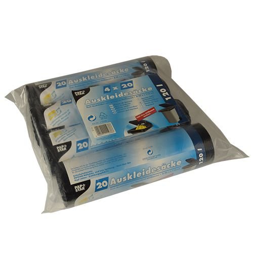 PAPSTAR 80 Auskleidesäcke für Mülltonnen 120 l 110 cm x 90 cm schwarz 11038 von PAPSTAR