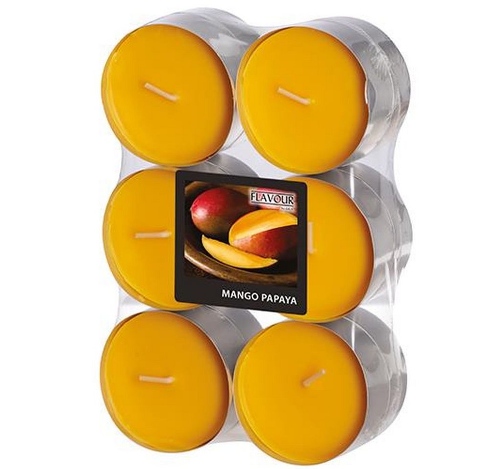 PAPSTAR Duftkerze 12 Maxi Duftlichte Ø58mm · 24mm pfirsich - Mango-Papaya von PAPSTAR