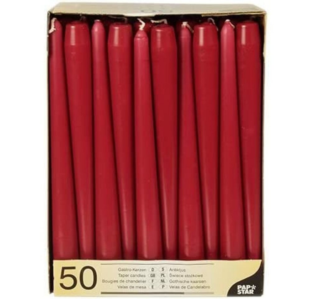 PAPSTAR Duftkerze Pack Of 50 Stick Candles Diameter 2.2 Cm Length 25 Cm Bordeaux von PAPSTAR