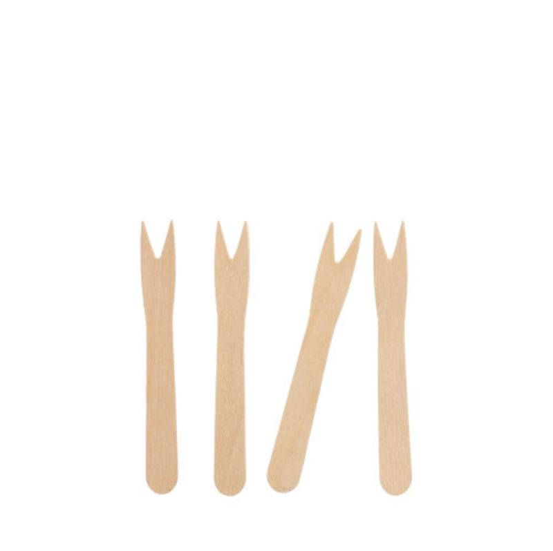 PAPSTAR Einwegbesteck-Set 50 Pommes-Frites-Gabeln, Holz "pure" 8,5 cm von PAPSTAR