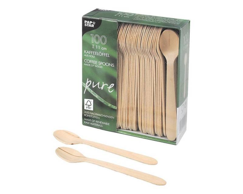PAPSTAR Einweglöffel pure (100 Stück), Birkenholz, biologisch abbaubar, 100 Stück von PAPSTAR