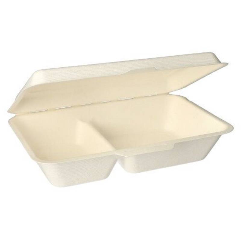 PAPSTAR Einwegschale PAPSTAR 90271 Zuckerrohr Menübox 2-geteilt 24x15,5 von PAPSTAR