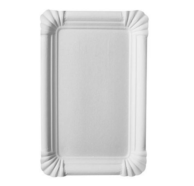 PAPSTAR Einwegteller 250 Pappteller "pure" eckig 13x20cm Kuchenpappe weiß von PAPSTAR
