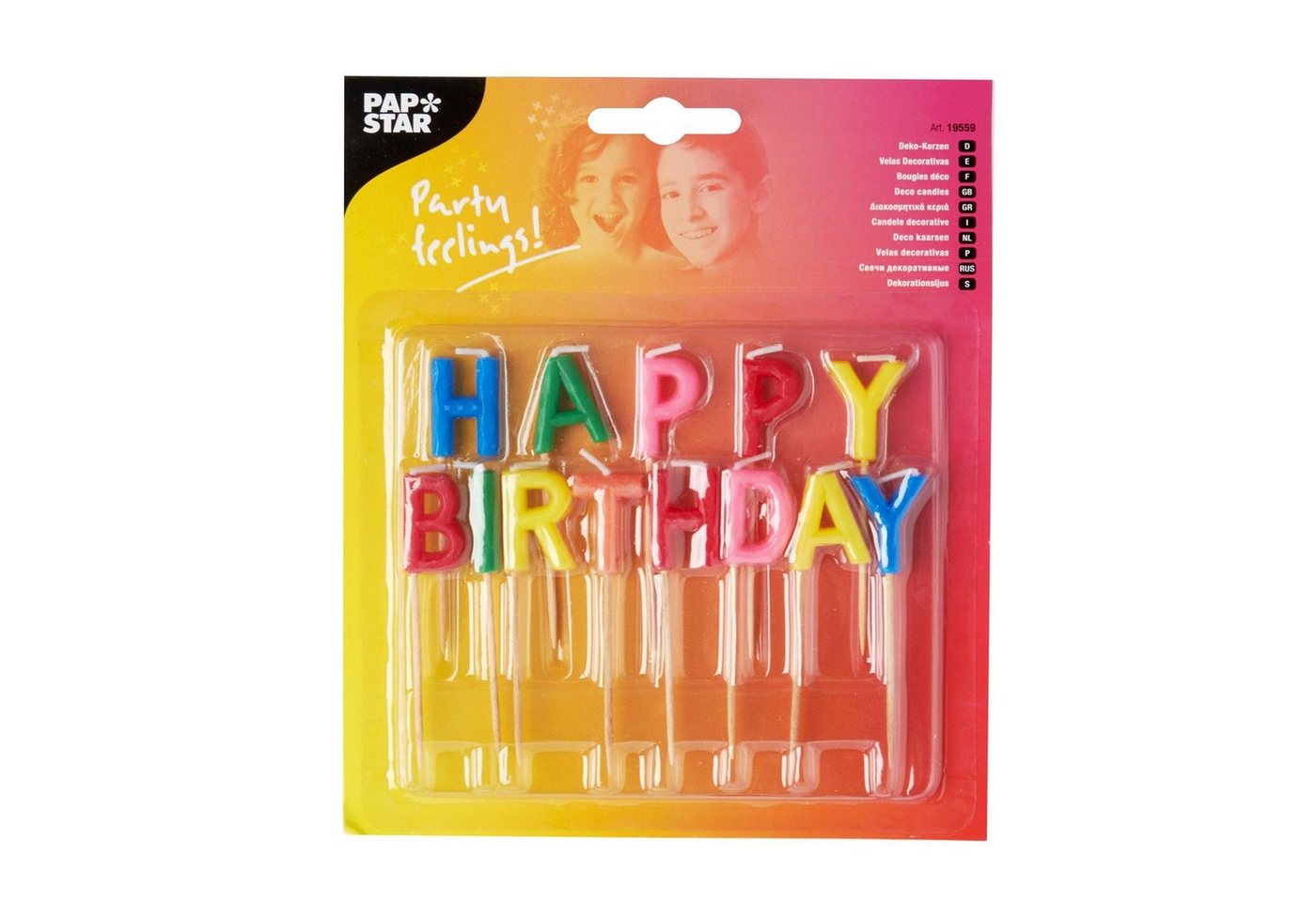 PAPSTAR Geburtstagskerze Buchstabenkerzen-Set 8 cm Happy Birthday"" von PAPSTAR