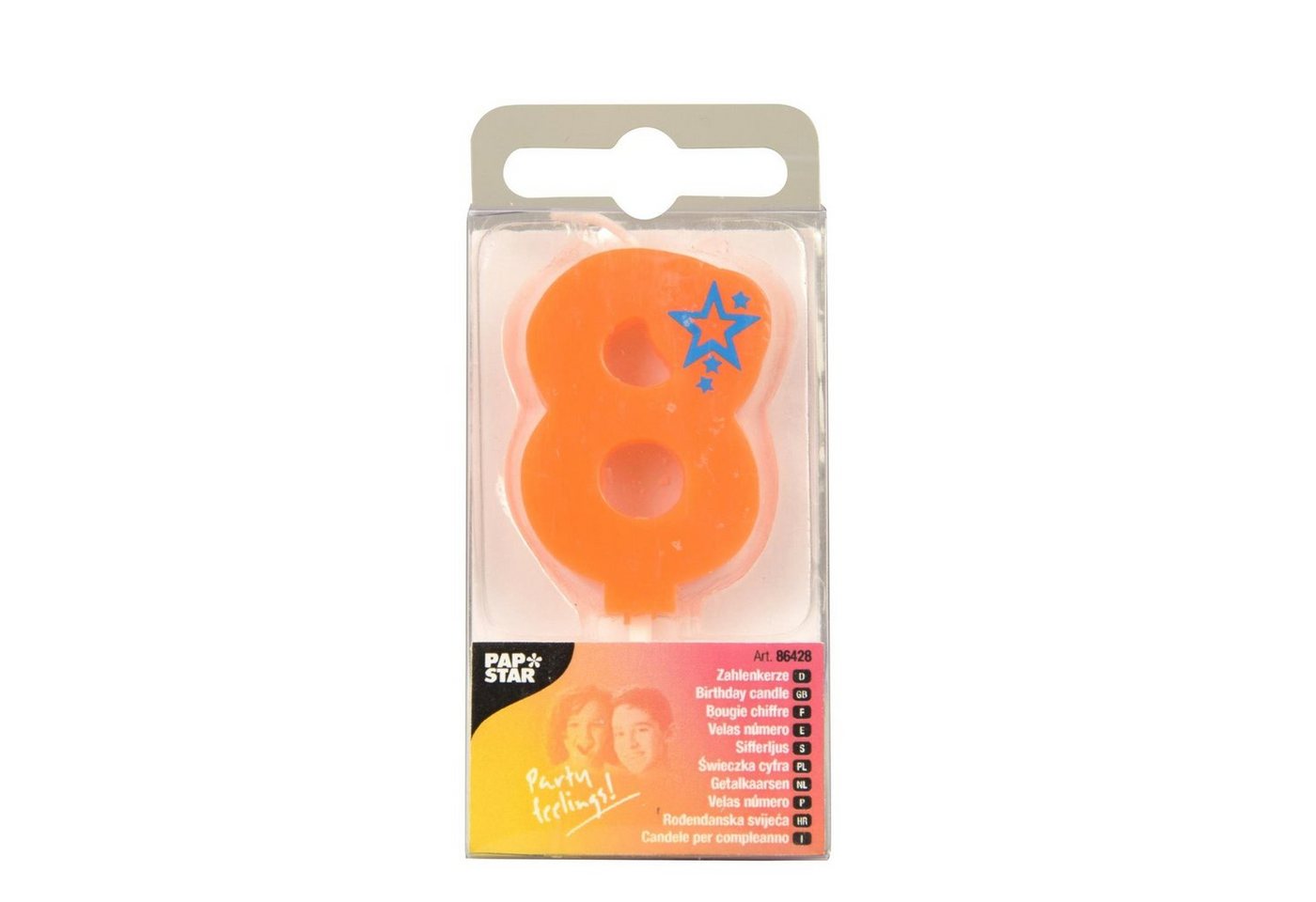 PAPSTAR Geburtstagskerze Zahlenkerze, Mini 6,8 cm orange 8"" von PAPSTAR