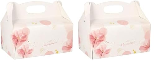 PAPSTAR Gebäckkartons/Cupcake Box mit Tragegriff (20 Stück), eckig, rosé mit hübschem Neutraldruck, 20 x 13 x 9 cm, aus 350 gr/m² starker Pappe, #18851 (Packung mit 2) von PAPSTAR