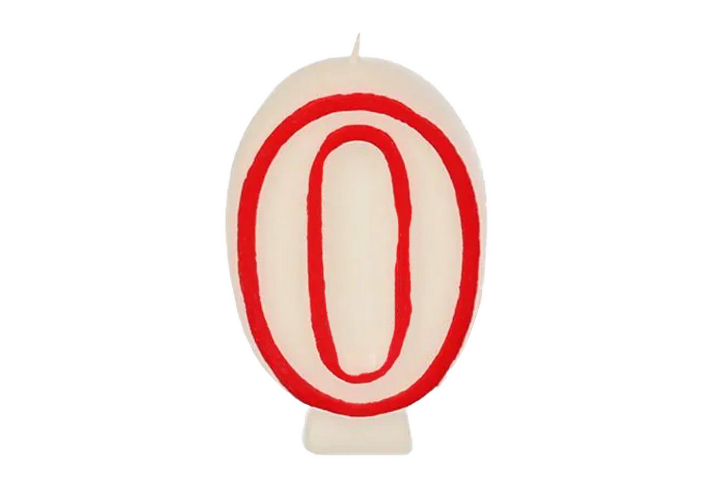 PAPSTAR Geburtstagskerze Zahlenkerze 7,3 cm weiß "0" mit rotem Rand (Stück, 1-tlg., Zahlenkerze), Geburtstagskerze Geburtstagstorte Tortendekoration Kuchendekoration von PAPSTAR