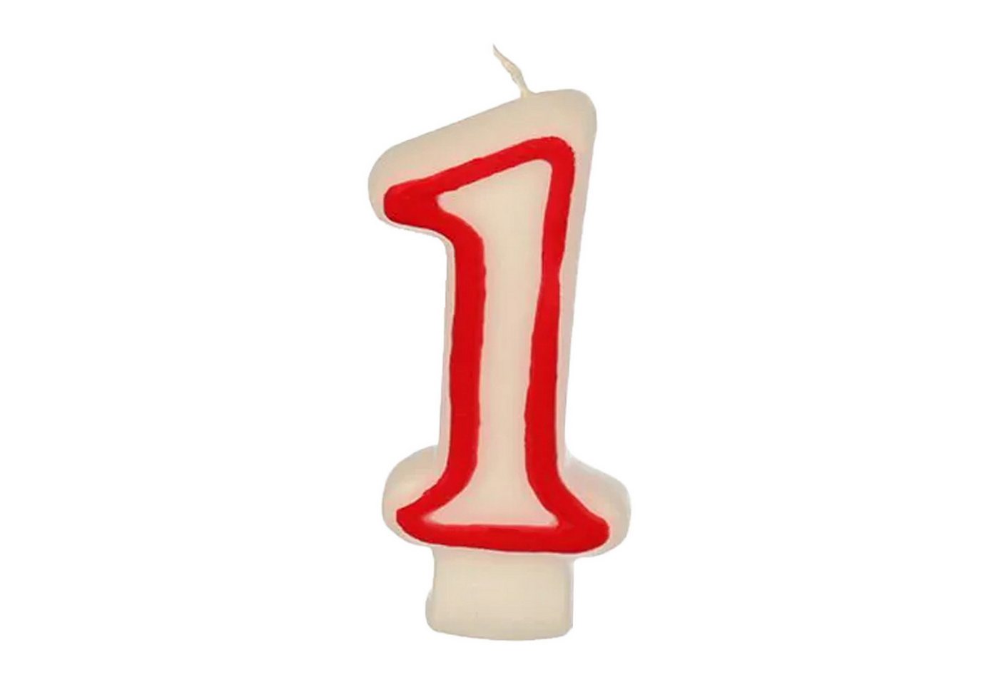PAPSTAR Geburtstagskerze Zahlenkerze 7,3 cm weiß "1" mit rotem Rand (Stück, 1-tlg., Zahlenkerze), Geburtstagskerze Geburtstagstorte Tortendekoration Kuchendekoration von PAPSTAR